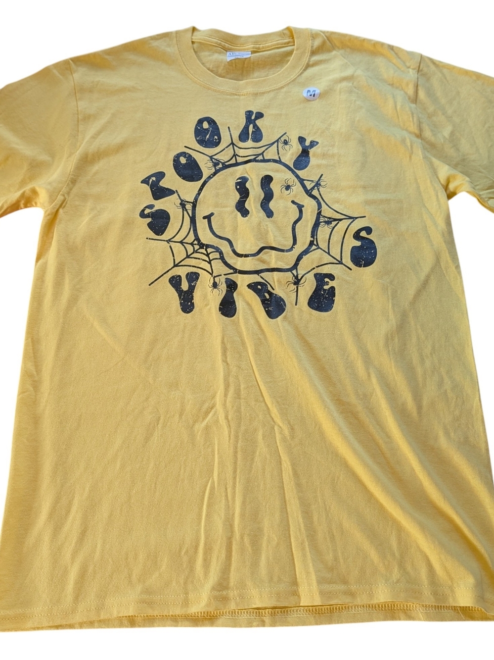 Yellow Short-Sleeve Graphic Tee - Smile Spider Design